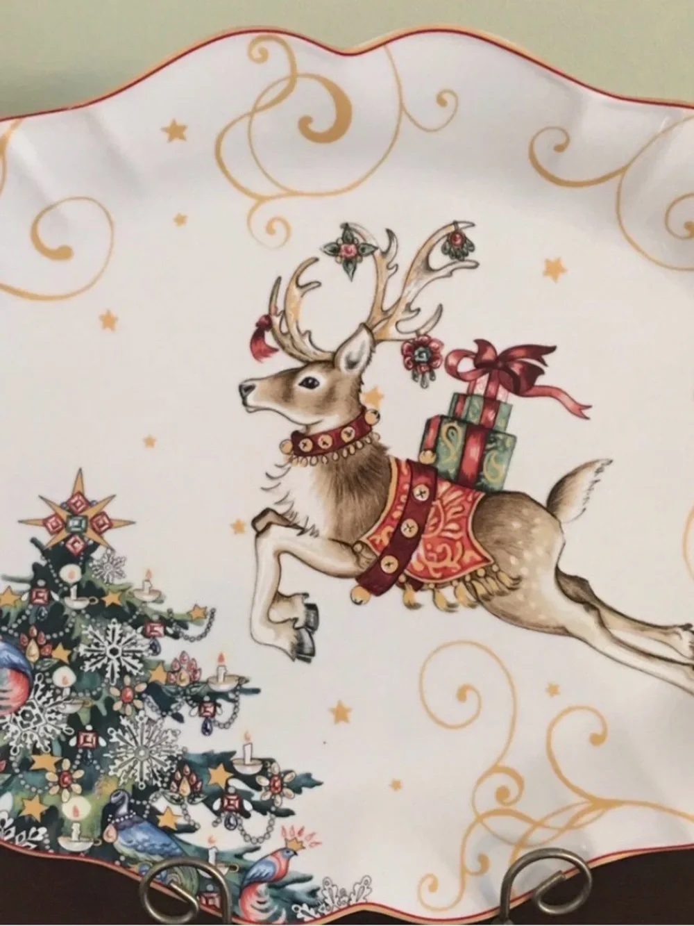 Williams Sonoma White Ceramic Holiday Serving Plate “Twas the Night”NWT